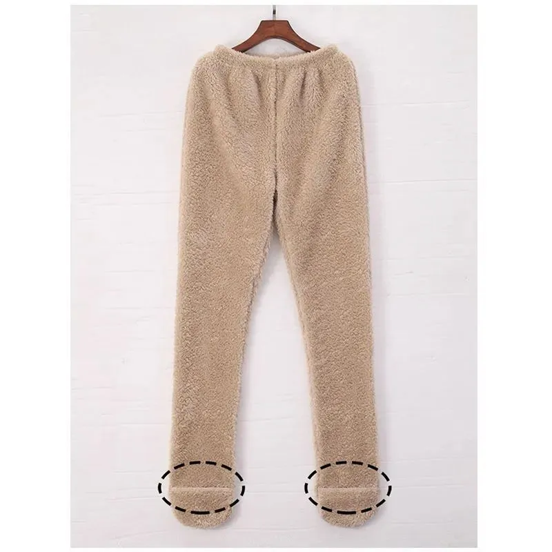 Women Coral Fleece Socks Leggings Winter Warm Sleepwear Ankles Knees Guard Women Home Pants Thick Pajamas Pant