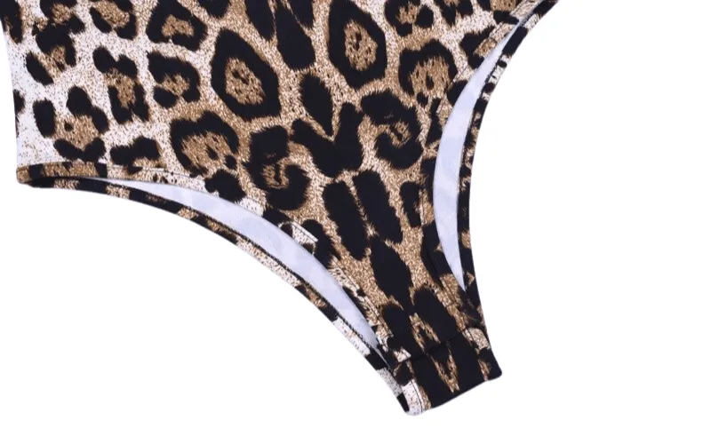 Women's High Neck Sexy Leopard Print Bodysuit