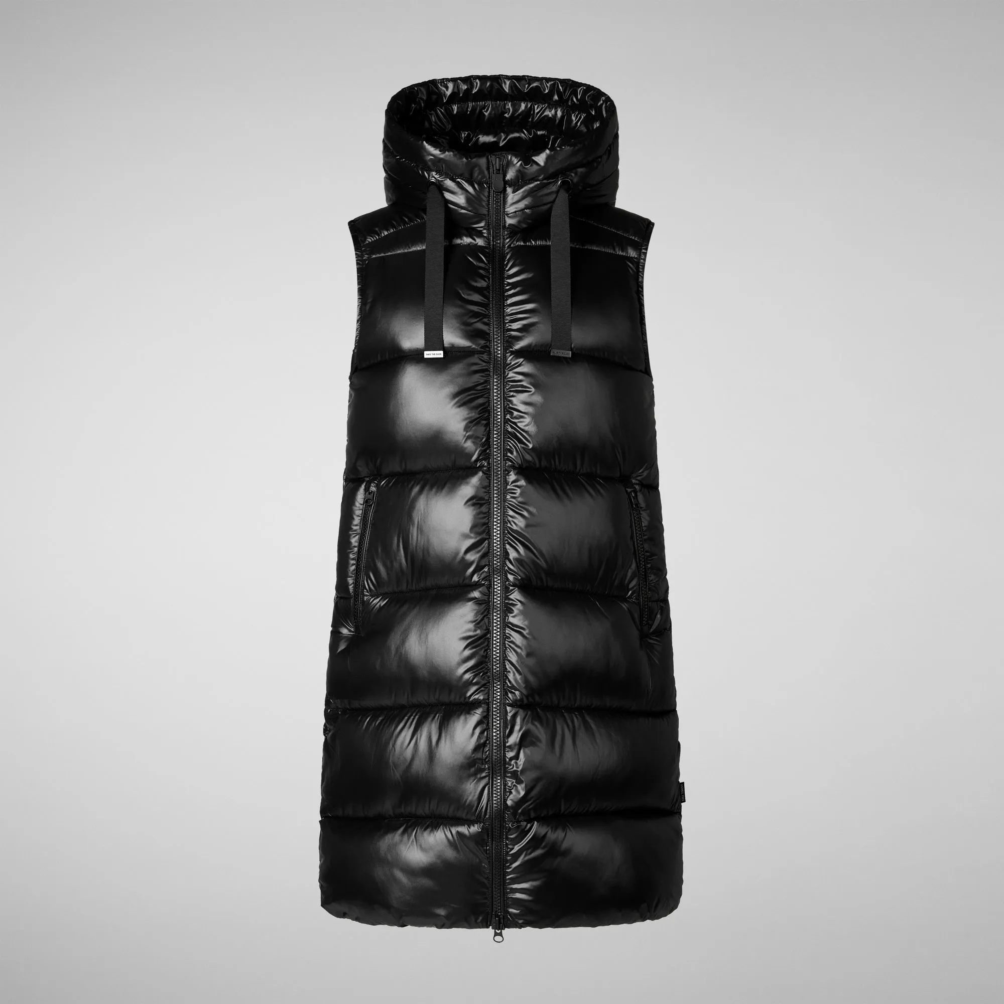 Women's Hooded Animal free Puffer Vest Iria in Black