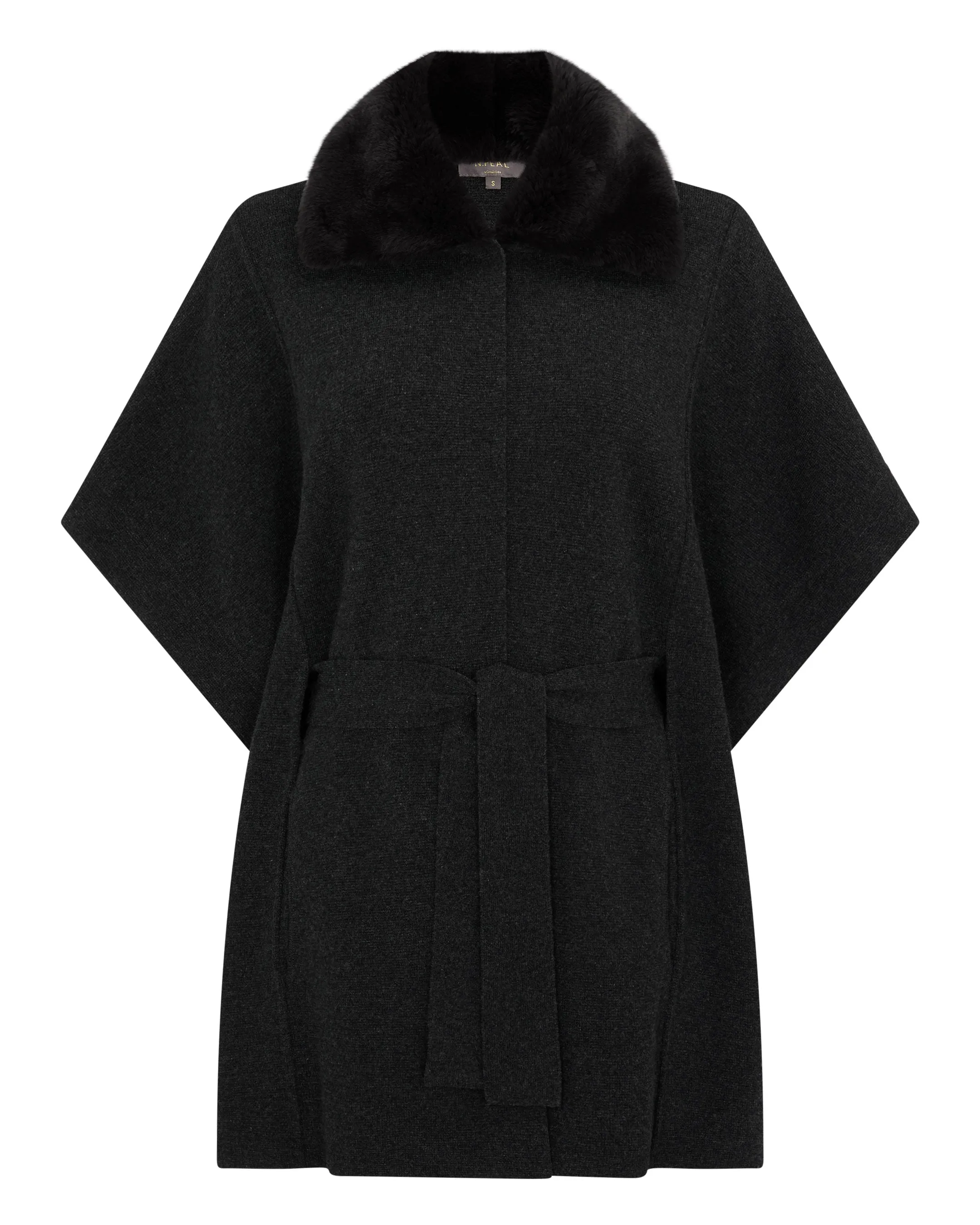 Women's Rex Collar Belted Cashmere Coat Dark Charcoal Grey