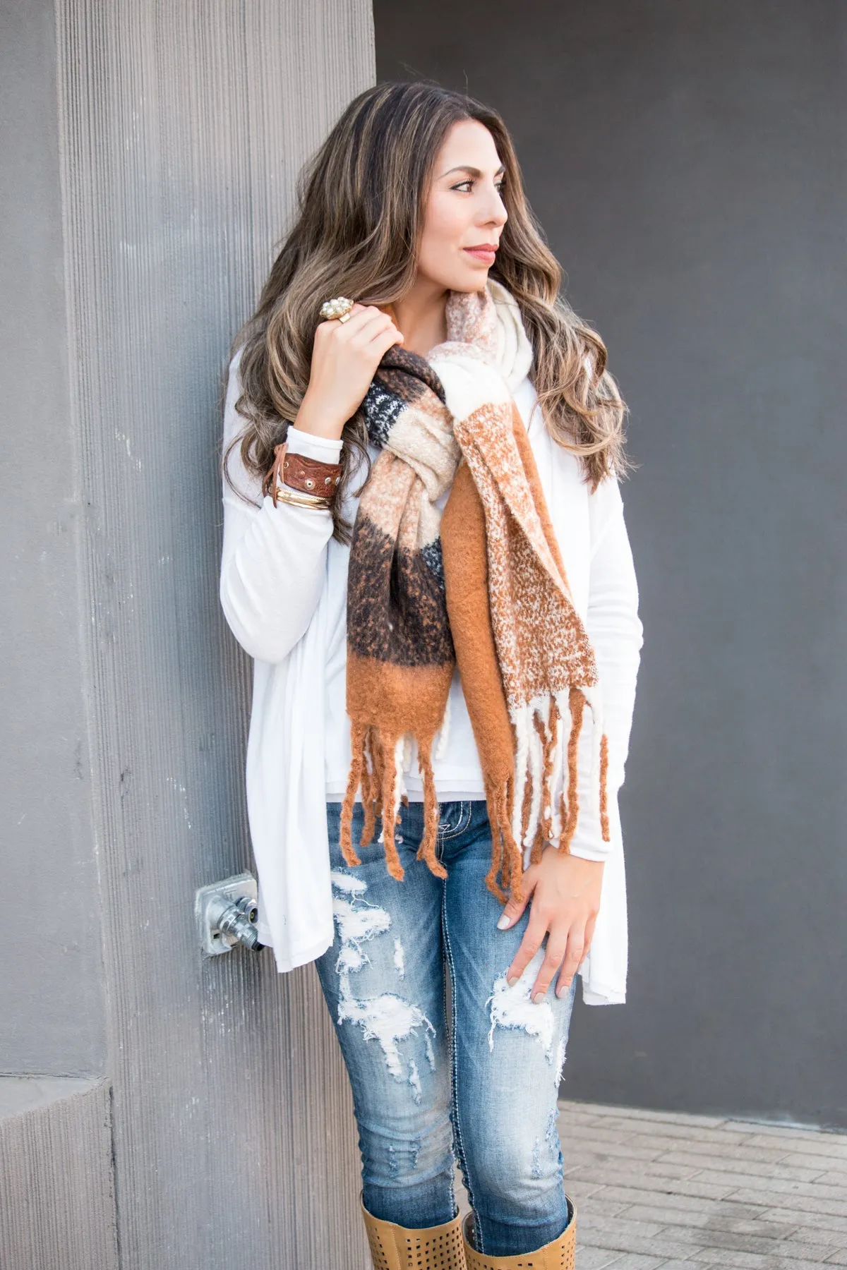 Wool Blend Tassel Scarf