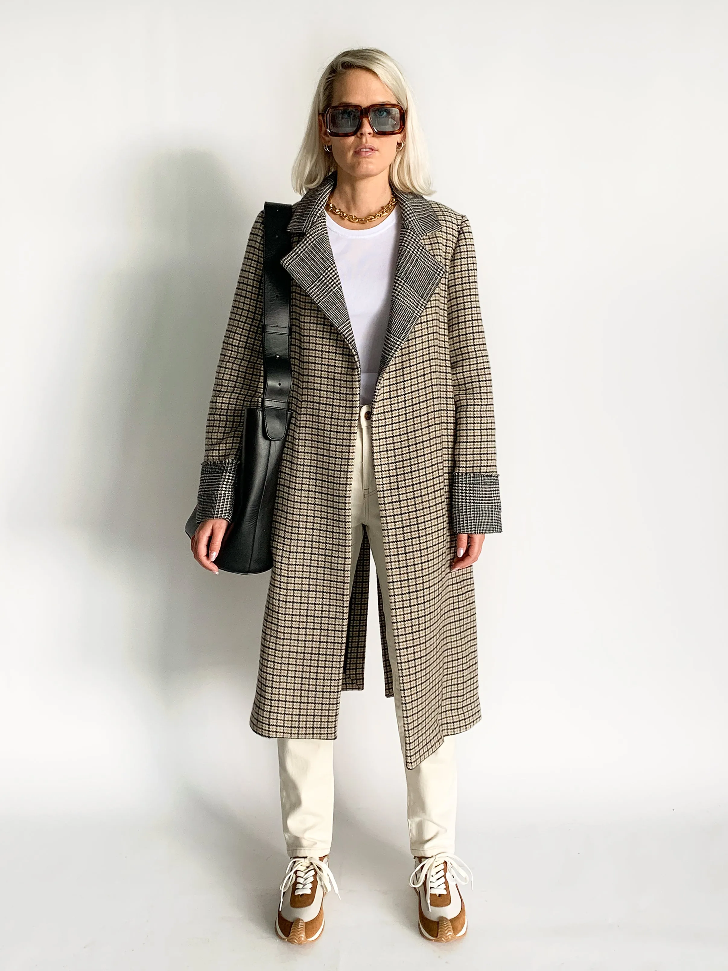 Wool Houndstooth Coat