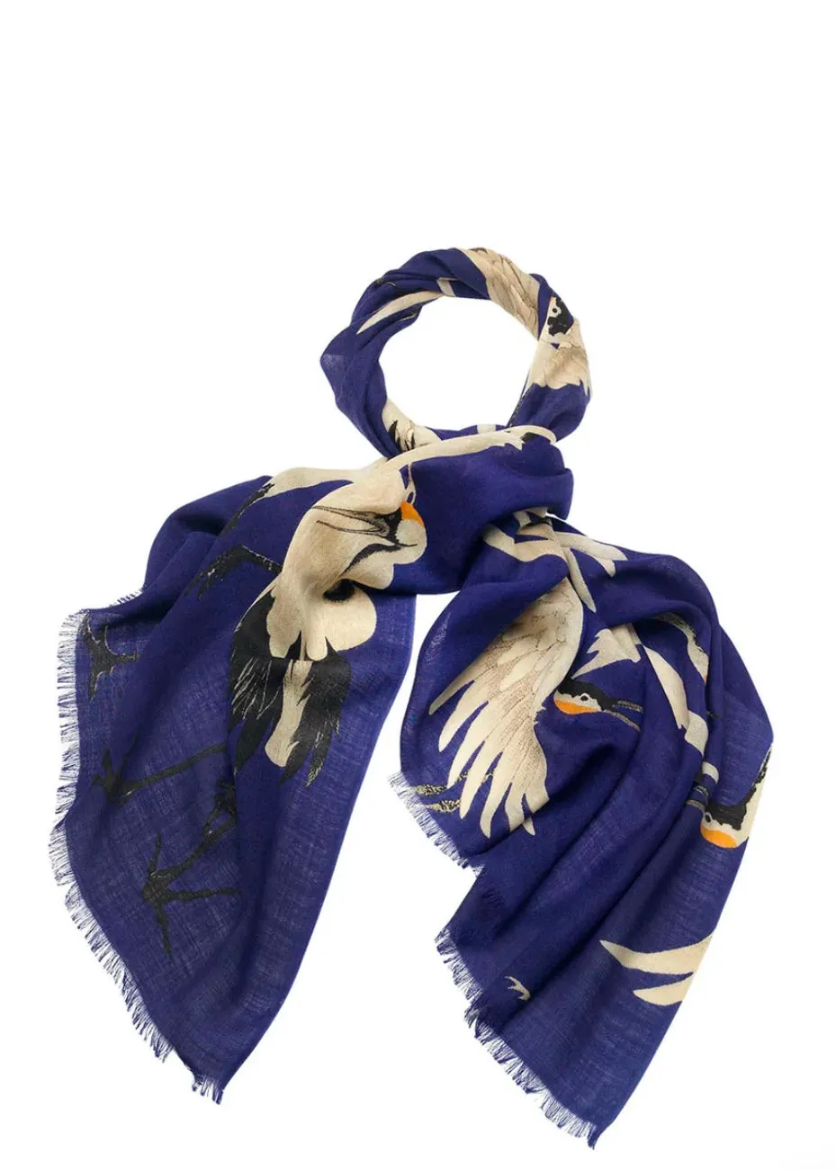 Wool Scarf- Stork Royal Blue