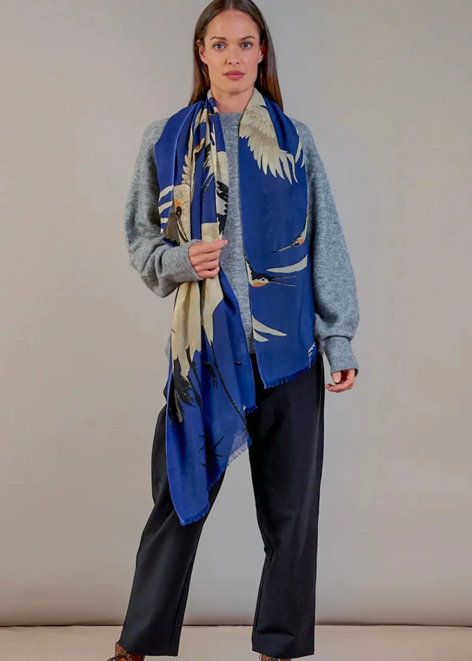 Wool Scarf- Stork Royal Blue