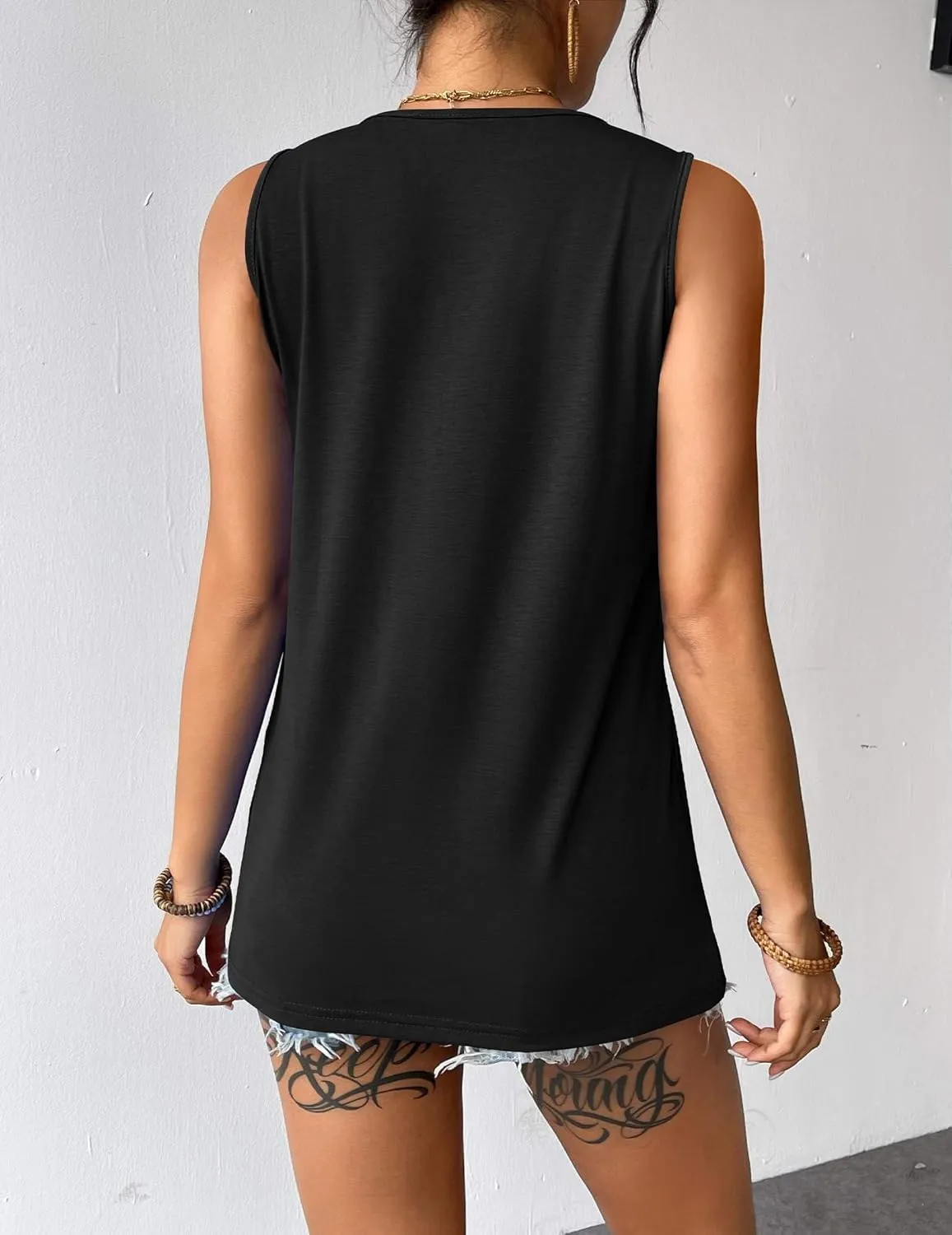 Zeagoo Tank Top Blouses Scooped Neck Pleated Front Shirts