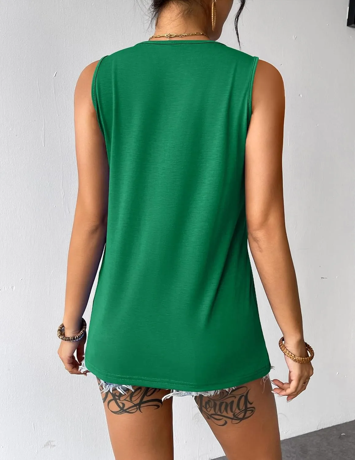 Zeagoo Tank Top Blouses Scooped Neck Pleated Front Shirts