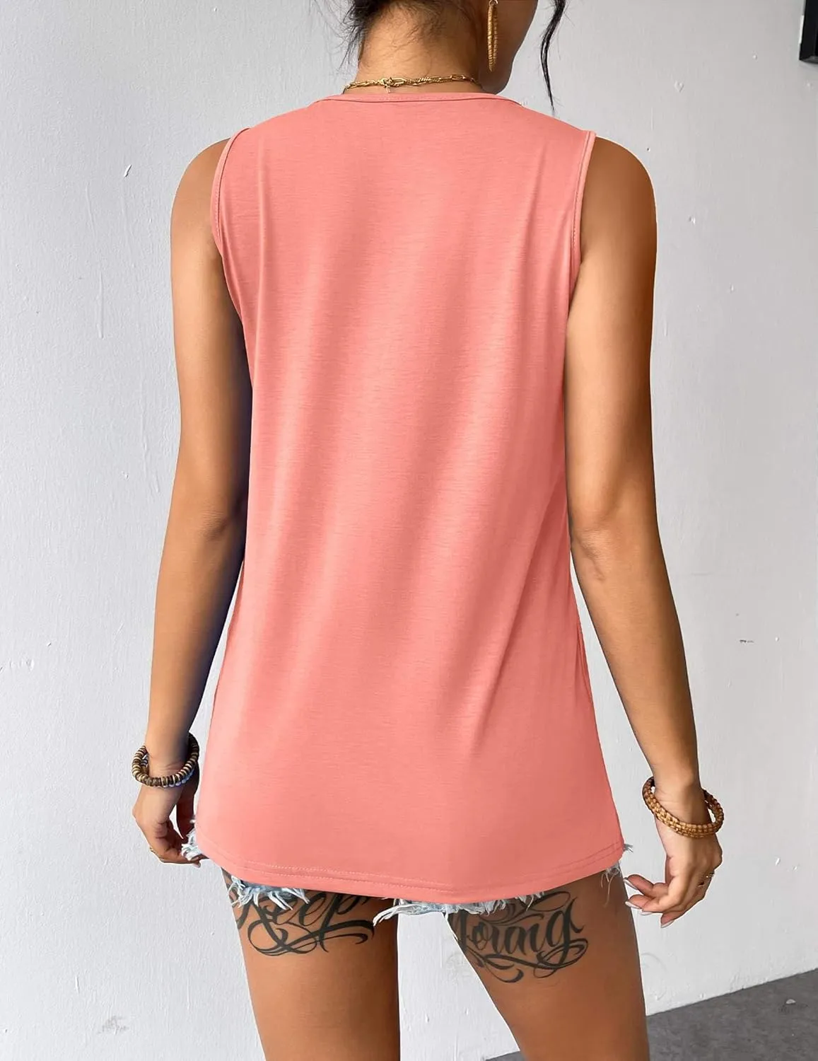 Zeagoo Tank Top Blouses Scooped Neck Pleated Front Shirts