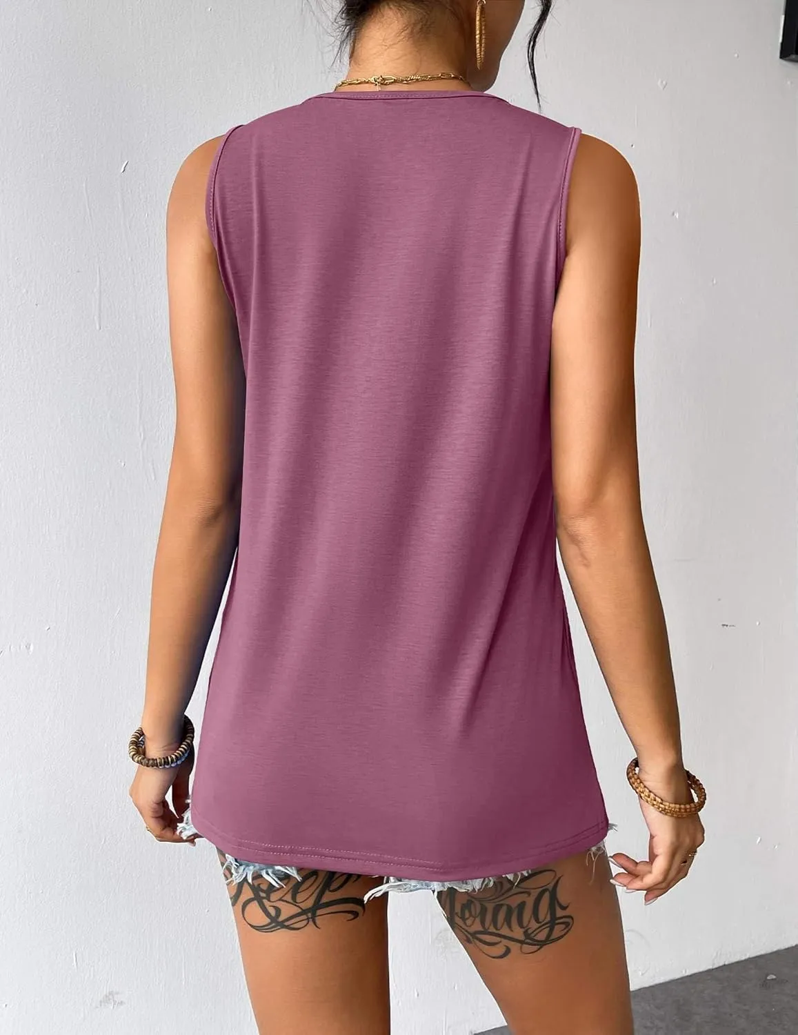 Zeagoo Tank Top Blouses Scooped Neck Pleated Front Shirts