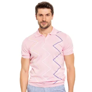 Zig Zag Knit Polo - Pink