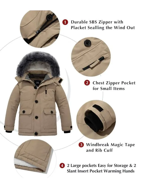 ZSHOW Boy's Mid-Length Hooded Winter Coat Thicken Puffer Jacket